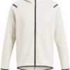 Off-White Full-Zip Hoodie with Black Trim and Shoulder Stripes