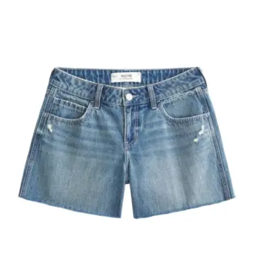 Medium Wash Blue High-Rise Straight Denim Shorts