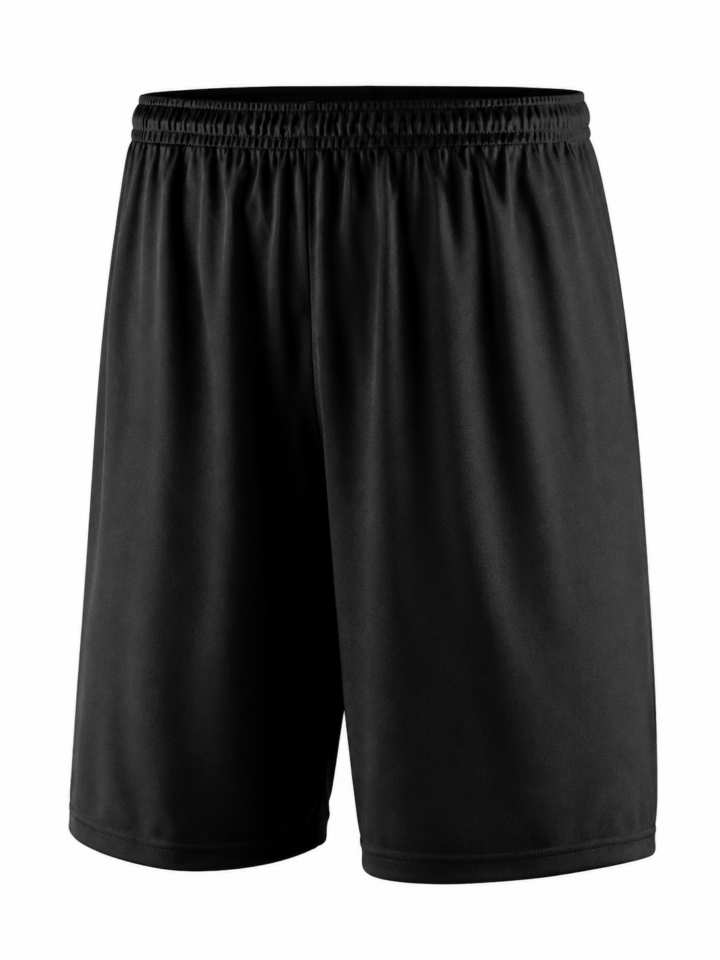 Solid Black Athletic Shorts with Elastic Waistband
