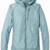 Light Blue Hooded Windbreaker Jacket with Zip Chest Pocket