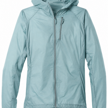 Light Blue Hooded Windbreaker Jacket with Zip Chest Pocket