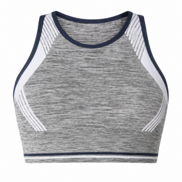 Grey Heather Sports Bra with Color-Block Side Panels