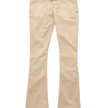 Light Beige High-Rise Flared Cotton Twill Pants with Belt