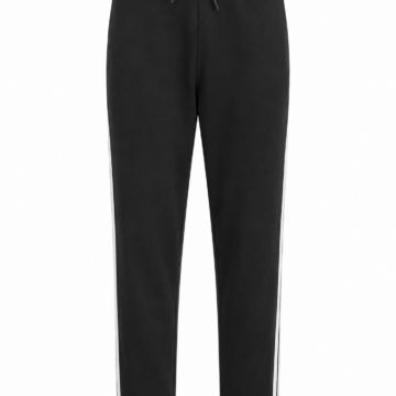 Black Sweatpants with White Side Stripe and Drawstring Waist