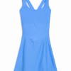 Light Blue Sleeveless Fit-and-Flare Dress with V-Neckline