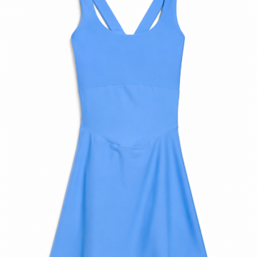 Light Blue Sleeveless Fit-and-Flare Dress with V-Neckline