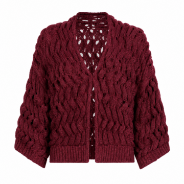 Burgundy Cable Knit Cardigan