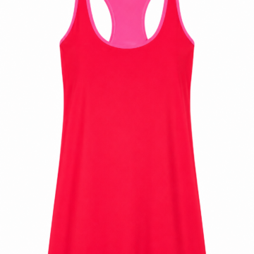 Red Sleeveless Athletic Dress with Pink Trim