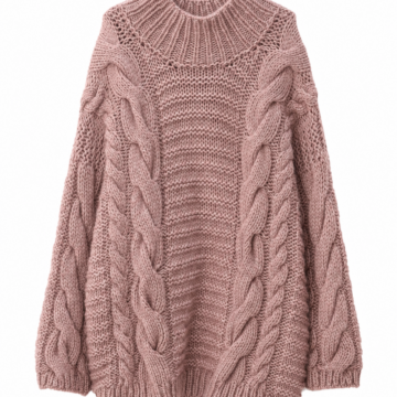 Dusty Rose Chunky Cable-Knit Sweater