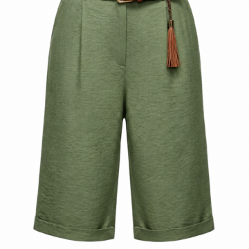 Olive Green Wide-Leg Culotte Pants