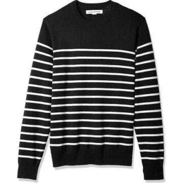 Black Striped Crewneck Long Sleeve Sweater